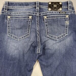 jEANS sKINNY cUFFED Miss Me women 30  eMBELISHED tHICK sTITCH fACTORY dISTRESSED